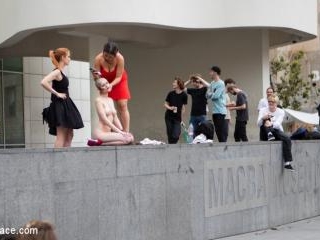 Petitie Slut Nerea Falco Shaves Head and Gets Gang Fucked in Public!