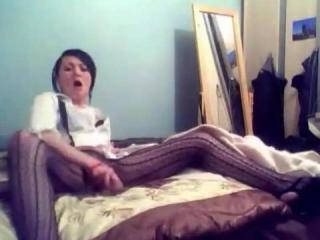 Brunette teen masturbating on cam