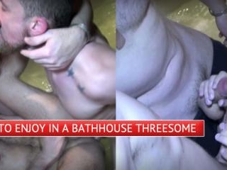 Two big cocks to enjoy in a bathhouse threesome