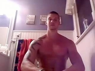 Hot fag is having a good time at home and shooting himself on web cam