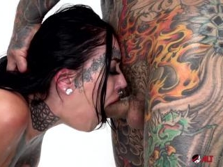 Tattooed Brunette Janey Doe Takes a Big Hard Cock