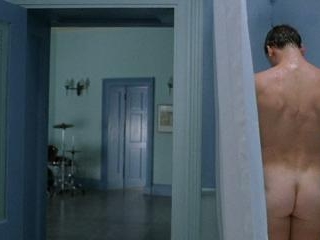 Christopher showers and shows his cute butt.