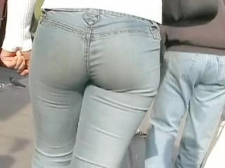This long haired bimbo has the big butt jeans that